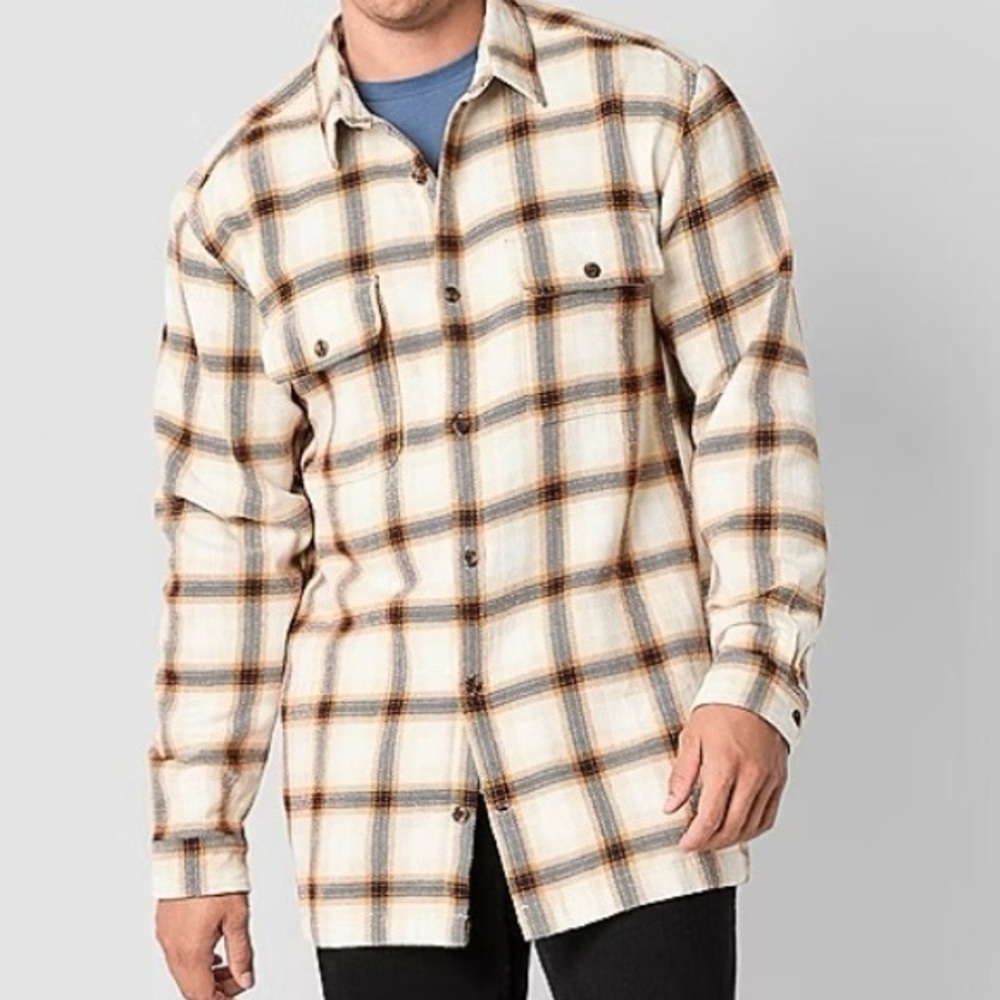 Mutual Weave Men's Size 2XL Big and Tall Midweight Beige Shadow Shirt Jacket New